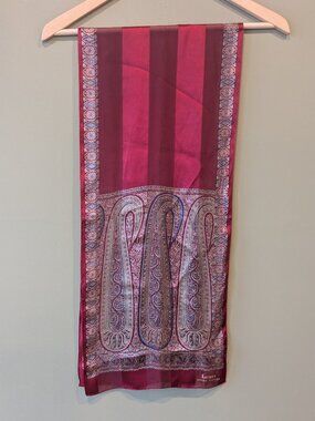 Lauren Ralph Lauren Silk Red Paisley Luxe Scarf Wrap Rectangle Neck European Tie